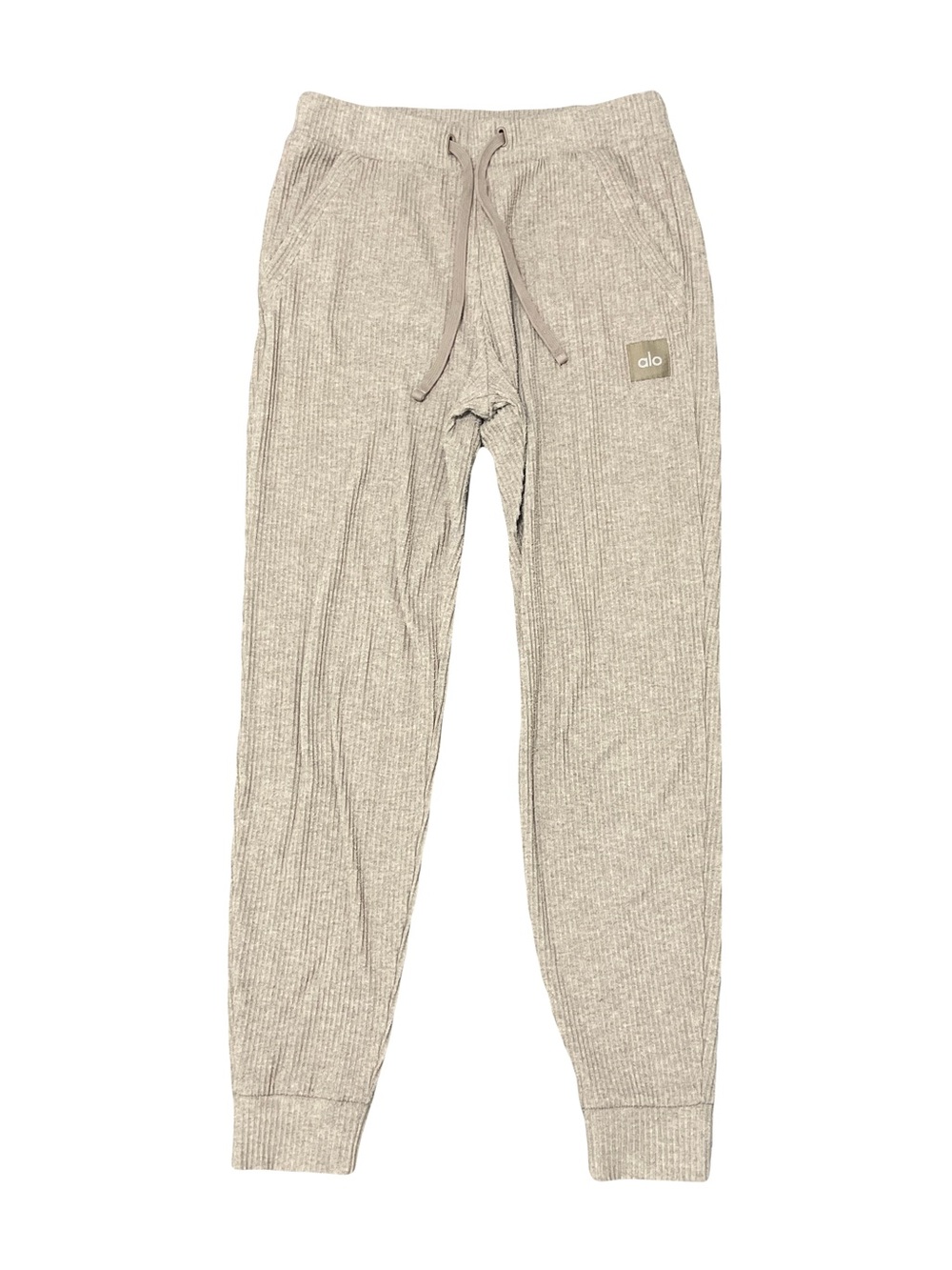 Alo Yoga Muse Ribbed Jogger Sweatpants | Gravel Heather | Size Medium